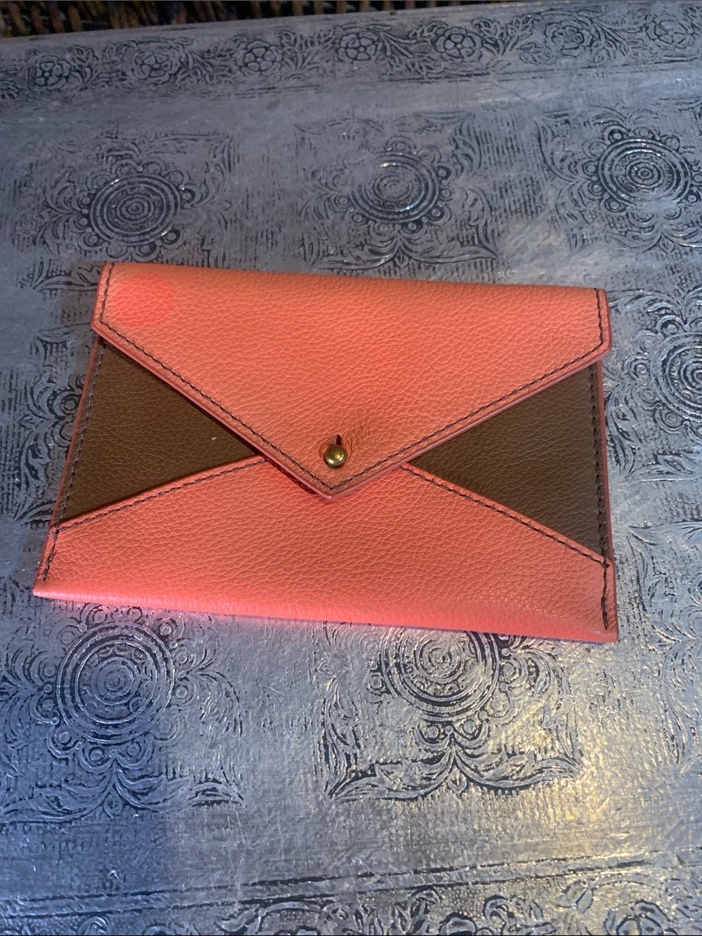 Fossil Orange and Brown Wallet Change Purse
